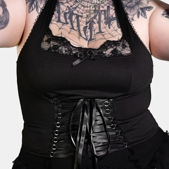 Elegant Black Lace Crop Top - Picture 1 of 3